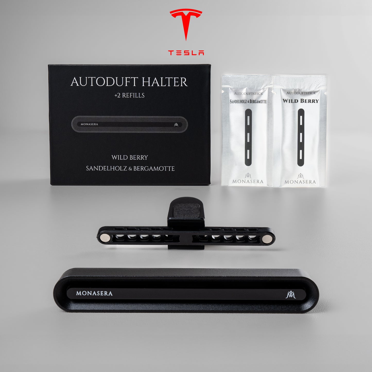 TESLA Autoduft-Set in Schwarz + 2 Refills